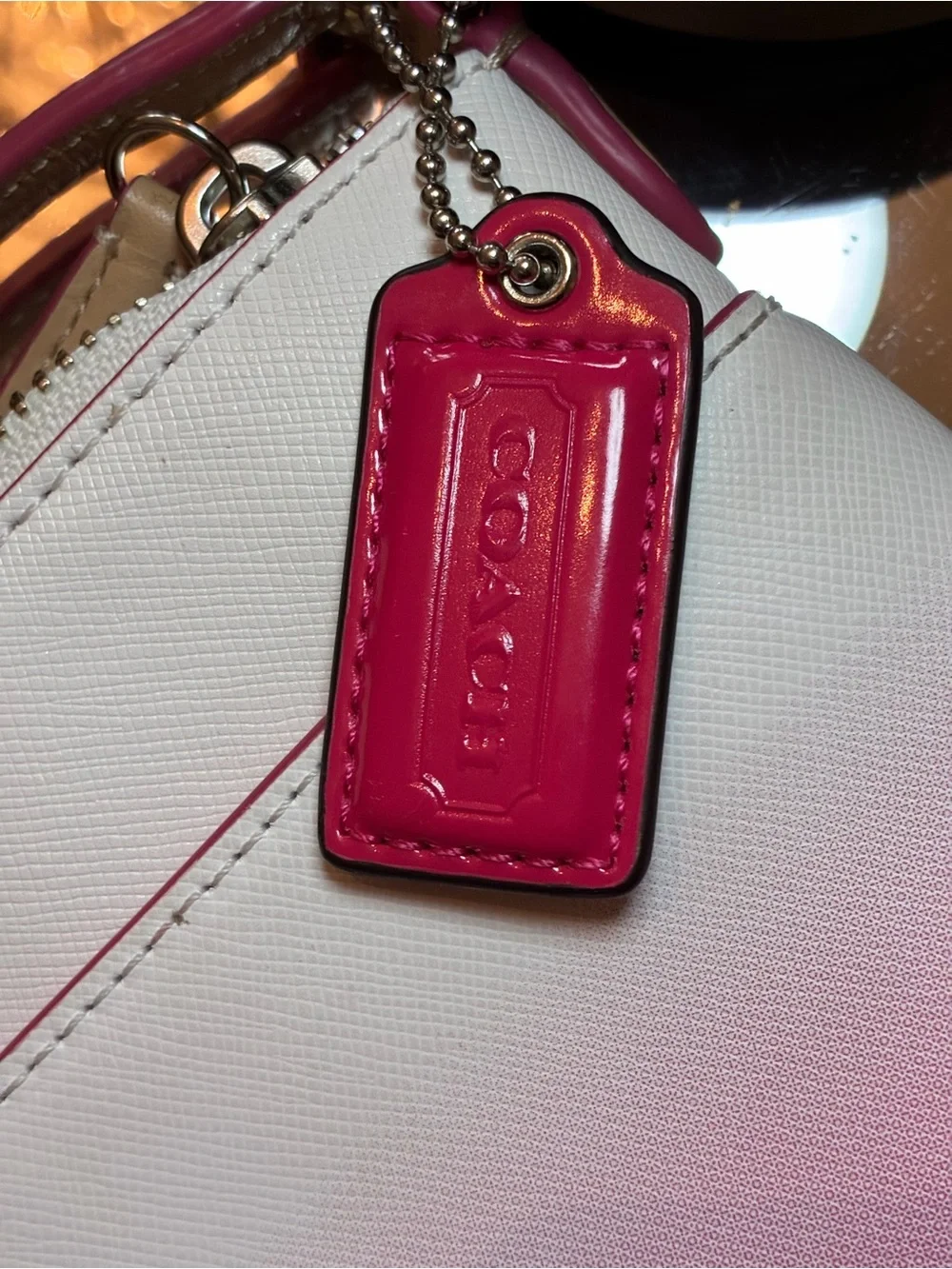 Coach Ombre Pink and Cream Leather Tote
